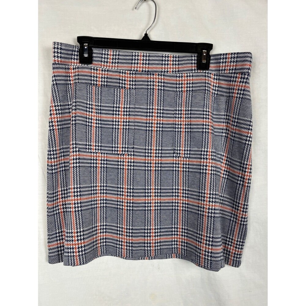 Modcloth Pull On Blue and Orange Plaid Mini Skirt
